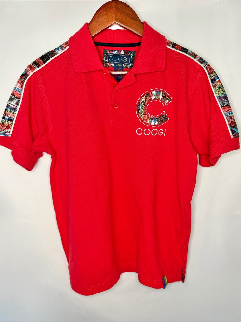 COOGI Men's Red Polo Embroidered Logo Short Sleeve Cotton | Size Medium